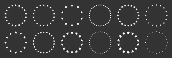 White Stars Various Sizes Arranged Circle Frame Border Black Star — Vector de stock