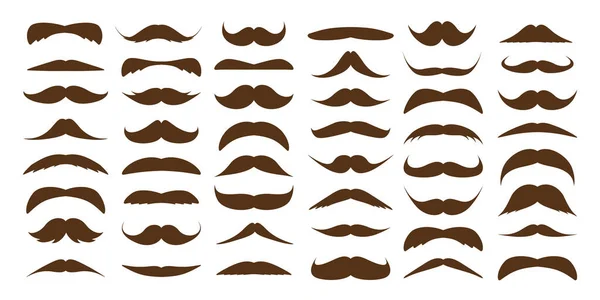 Diverses Collections Moustache Brune Moustaches Vintage Rétro Cheveux Faciaux Barbe — Image vectorielle