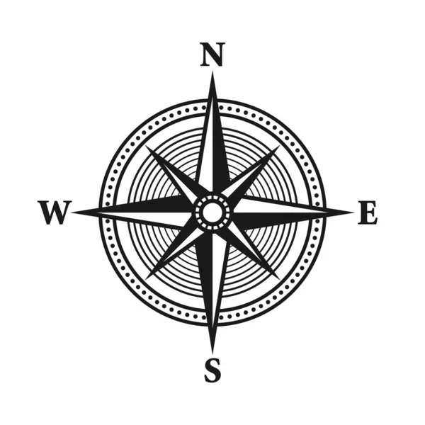 Vintage Marine Wind Rose Carta Náutica Brújula Navegación Monocromática Con — Vector de stock