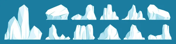 Colección Icebergs Flotantes Glaciar Ártico Deriva Bloque Agua Congelada Del — Vector de stock