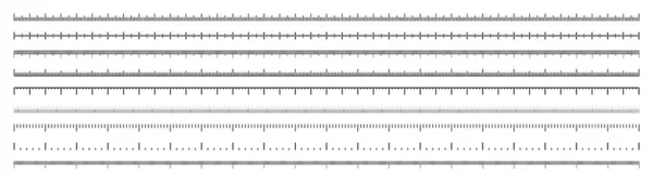 不同的刻度与除法 以厘米 毫米或英寸为单位测量长度或高度的实际长刻度 磁带测量标记 尺寸指示器 矢量说明 — 图库矢量图片