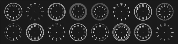 Μηχανικές Όψεις Ρολογιού Αραβικούς Αριθμούς Στεφάνη Λευκό Ρολόι Καντράν Λεπτά — Διανυσματικό Αρχείο