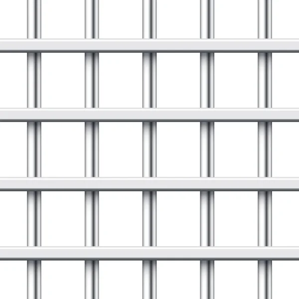 Beyaz Arka Planda Izole Edilmiş Gerçekçi Metal Parmaklıklar Detaylı Hapishane — Stok Vektör