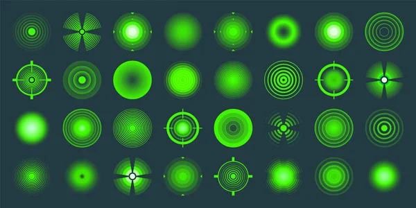 Visión Térmica Nocturna Crosshair Íconos Vectoriales Armas Bullseye Objetivo Símbolo — Vector de stock