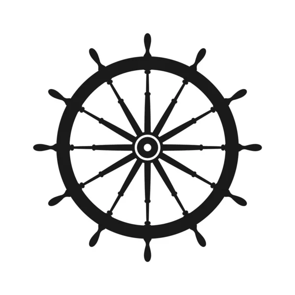 Vintage Steering Wheel Ship Yacht Retro Wheel Symbol Nautical Rudder — Stock Vector