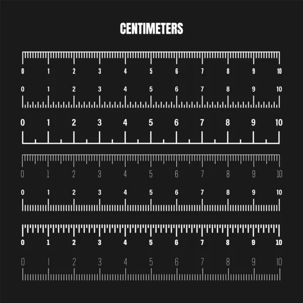 Realistic White Centimeter Scale Measuring Length Height Various Measurement Scales — Stock Vector