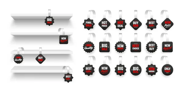 Store Shelves Supermarket Promotional Wobblers Product Shelf Advertising Wobbler Grocery — Image vectorielle
