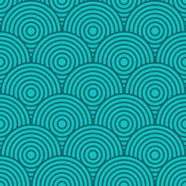 Çince ve Japonca kusursuz desen. Geleneksel Asya süsü, Doğu Yeni Yıl süsü. Modern yeşil arkaplan, dalgalı geometrik doku. Vektör illüstrasyonu.