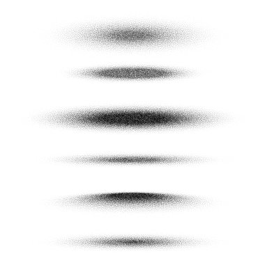 Noktalı gölgeler belirlendi, noktalı tasarım elementleri. Gittikçe azalıyor. Noktalama, noktalama çizimi, noktalar kullanarak gölgeleme. Piksel ayrışması, yarım ton etkisi. Beyaz gürültü tanecikli doku. Vektör illüstrasyonu.