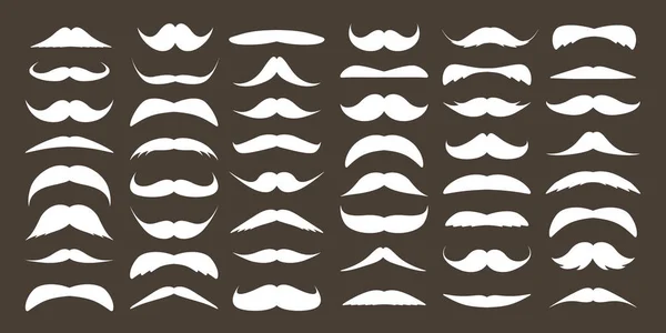 Various Mustache Collection Vintage Retro Mustaches Facial Hair Hipster Beard — Stock Vector