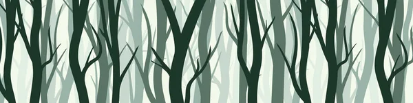 Wild Forest Various Coniferous Deciduous Trees Wide Horizontal Banner Various — Vector de stock