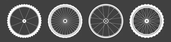 Коллекция Символов Колеса Велосипеда Силуэты Велосипедных Резиновых Шин Фитнес Цикл — стоковый вектор