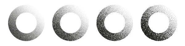 Objets Pointillés Forme Ronde Éléments Stipple Gradient Décroissant Stippling Dessin — Image vectorielle