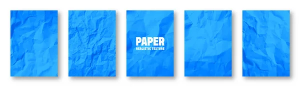 Texture Papier Froissé Bleu Coloré Grunge Rugueux Vieux Blanc Fond — Image vectorielle