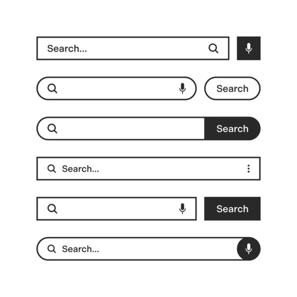 Various Search Bars Outline Border Internet Browser Engine Search Box — Stock vektor