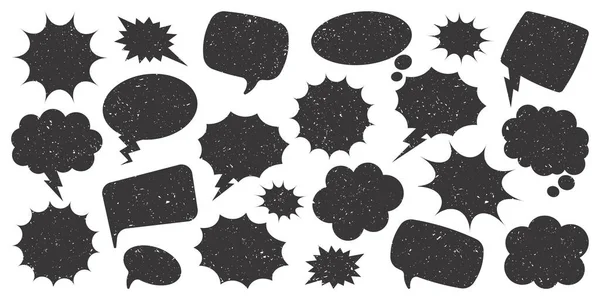 Черный Гранж Комические Пузыри Речи Изолированы Белом Фоне Ручные Рисованные — стоковый вектор
