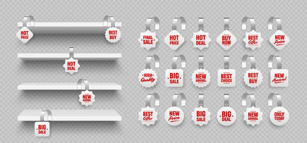 Store Shelves Supermarket Promotional Wobblers Product Shelf Advertising Wobbler Grocery — Image vectorielle