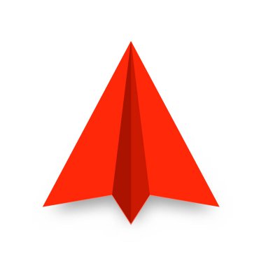 Gerçekçi kırmızı kağıt uçak koleksiyonu. El yapımı origami uçak düz stil. Bir çocuk için kağıt oyuncak. İş konsepti, proje açılışı ve hedef başarısı. Vektör illüstrasyonu.