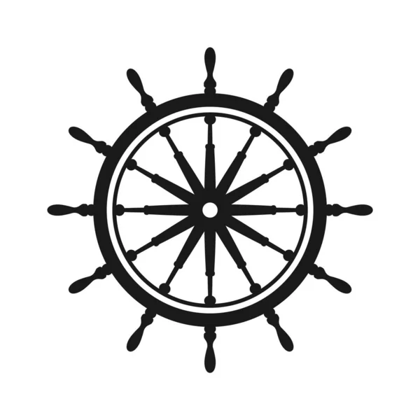 Vintage Steering Wheel Ship Yacht Retro Wheel Symbol Nautical Rudder — Archivo Imágenes Vectoriales