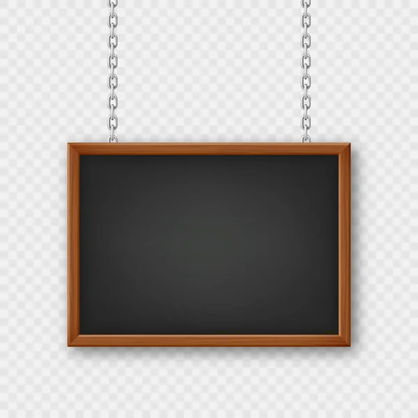 Signboard Wooden Frame Hanging Metal Chain Restaurant Menu Board School — ストックベクタ