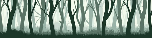 Floresta Selvagem Com Várias Árvores Coníferas Caducas Banner Horizontal Largo — Vetor de Stock