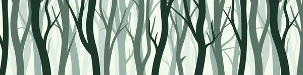 Wild Forest Various Coniferous Deciduous Trees Wide Horizontal Banner Various — 图库矢量图片