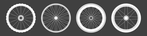 Коллекция Символов Колеса Велосипеда Силуэты Велосипедных Резиновых Шин Фитнес Цикл — стоковый вектор