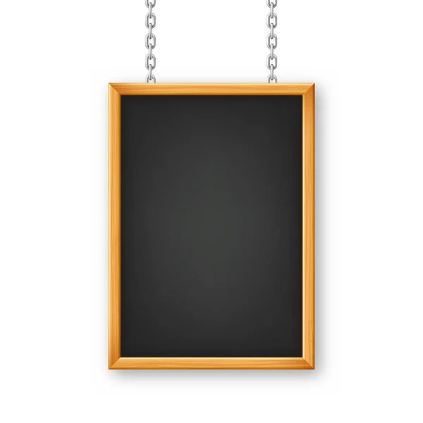 Signboard Wooden Frame Hanging Metal Chain Restaurant Menu Board School — Image vectorielle