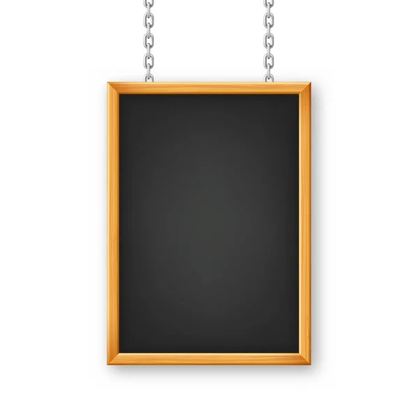 Signboard Wooden Frame Hanging Metal Chain Restaurant Menu Board School — ストックベクタ