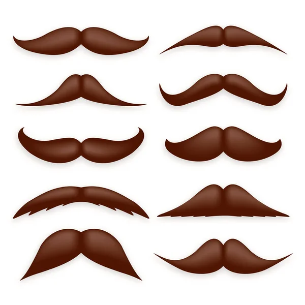 Diverses Collections Moustache Brune Moustaches Vintage Rétro Cheveux Faciaux Barbe — Image vectorielle