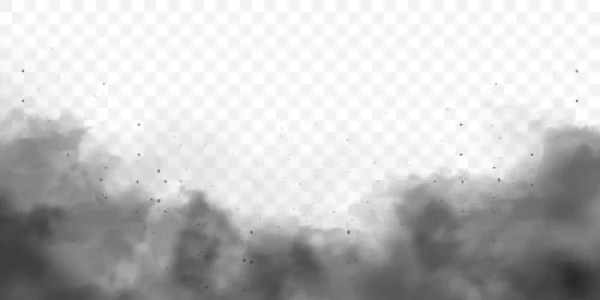 Black Realistic Smoke Dust Clouds Dirty Polluted Smog Fog Dirt — Stockvector