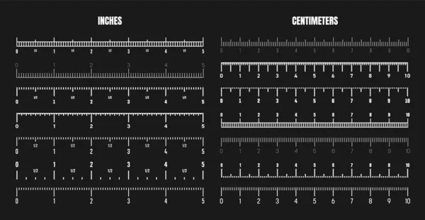 Boyunu Boyunu Ölçmek Için Gerçekçi Beyaz Santimetre Inç Ölçeği Bölünmüş — Stok Vektör