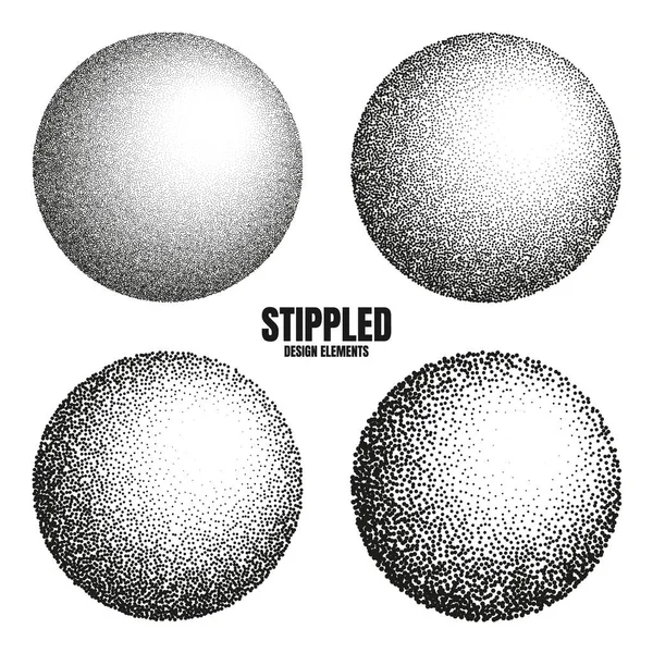 Objets Pointillés Forme Ronde Éléments Stipple Gradient Décroissant Stippling Dessin — Image vectorielle