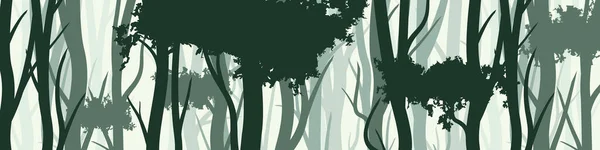 Vadon Élő Erdő Különböző Tűlevelű Vagy Lombhullató Fákkal Széles Vízszintes — Stock Vector