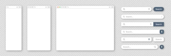Blank Internet Browser Window Various Search Bar Templates Web Site — Image vectorielle