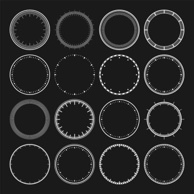Mekanik saat yüzleri, bezel. Dakika ve saat işaretli beyaz saat kadranı. Zamanlayıcı ya da kronometre elemanı. Boş ölçüm çemberi ölçeği ve bölünmeler. Vektör illüstrasyonu