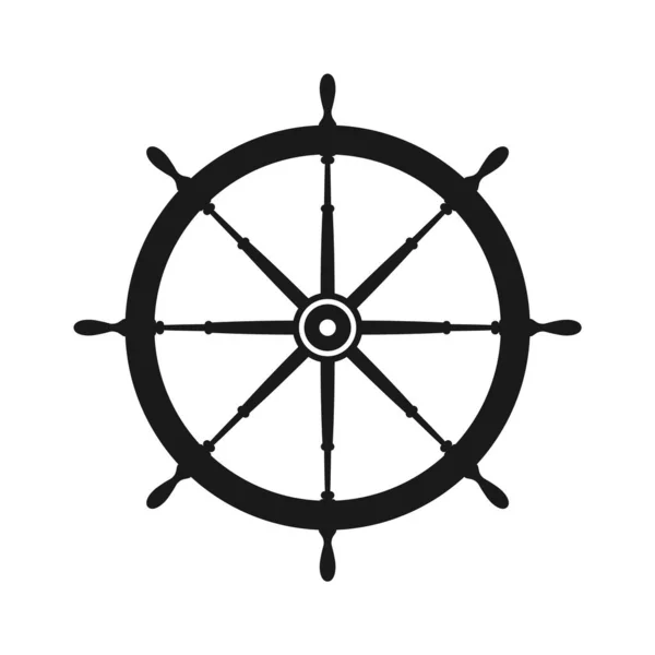 Vintage Steering Wheel Ship Yacht Retro Wheel Symbol Nautical Rudder — Image vectorielle