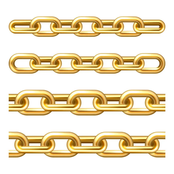 现实的镀金铁链 金链与白色背景隔离 矢量说明 — 图库矢量图片