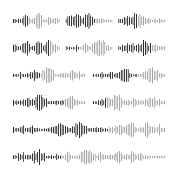 ボイスメッセージメール ソーシャルメディアのチャット会話 メッセージングアプリ 音楽プレーヤー オーディオまたはビデオエディタインターフェイス要素 音声アシスタント レコーダー 音波パターンだ ベクターイラスト — ストックベクタ