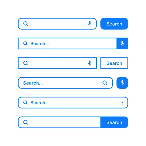 Various Search Bars Outline Border Internet Browser Engine Search Box — Image vectorielle