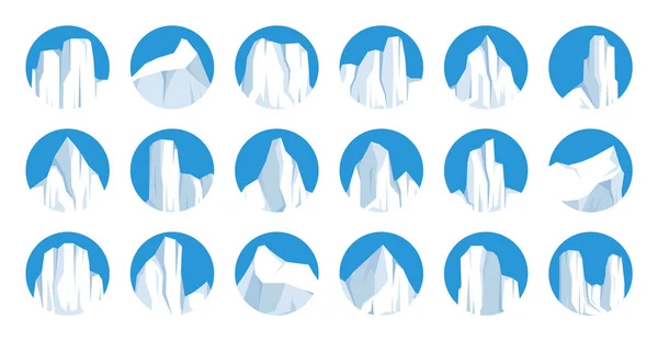 Colección Icebergs Flotantes Glaciar Ártico Deriva Bloque Agua Congelada Del — Archivo Imágenes Vectoriales