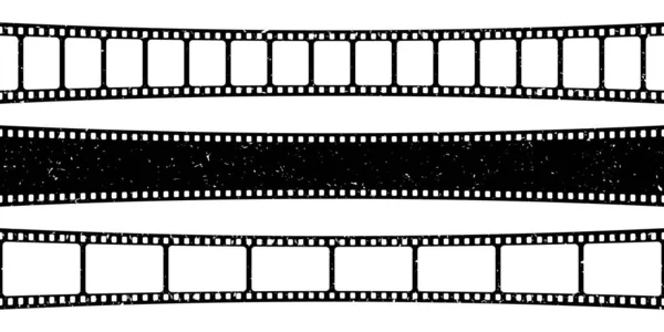 Colección Tiras Película Curvas Retro Película Cine Grunge Equipo Grabación — Vector de stock