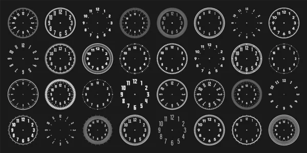 Μηχανικές Όψεις Ρολογιού Αραβικούς Αριθμούς Στεφάνη Λευκό Ρολόι Καντράν Λεπτά — Διανυσματικό Αρχείο