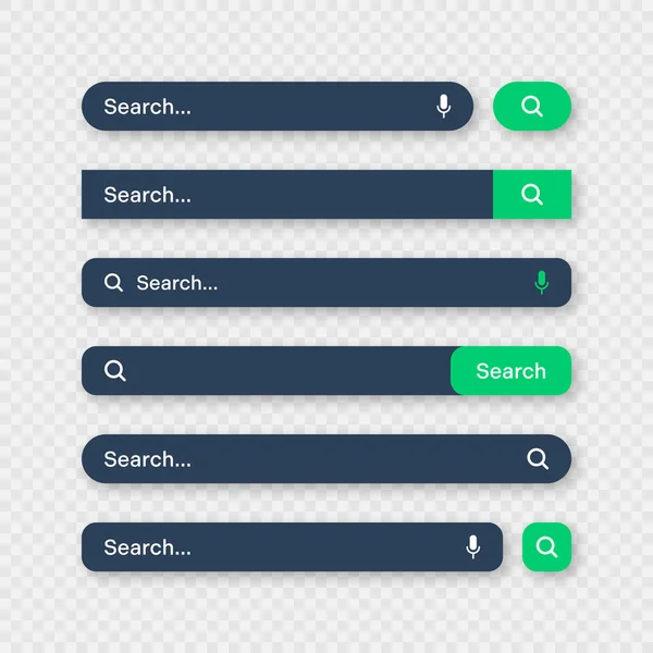 Various Search Bar Templates Dark Mode Internet Browser Engine Search — Vector de stock