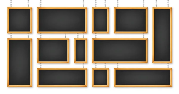 Signboards Wooden Frame Hanging Metal Chain Restaurant Menu Board School — Stockový vektor