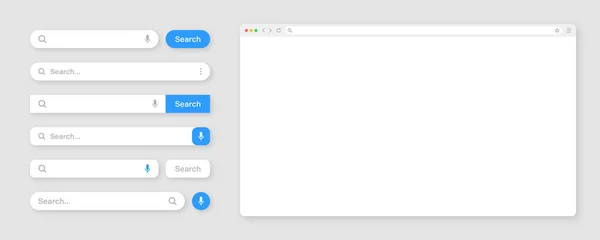 Blank Internet Browser Window Various Search Bar Templates Web Site — ストックベクタ