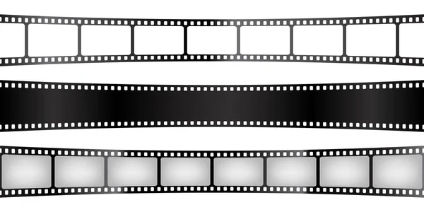 Sbírka Zakřivených Filmových Pruhů Starý Retro Filmový Pás Analogové Video — Stockový vektor