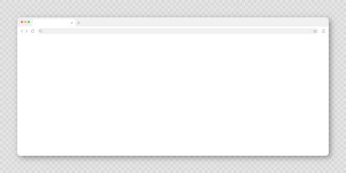 Sekme, araç çubuğu ve arama alanı olan boş web tarayıcı penceresi. Modern web sitesi, düz stil internet sayfası. Bilgisayar, tablet ve akıllı telefon için tarayıcı modeli. Vektör illüstrasyonu.