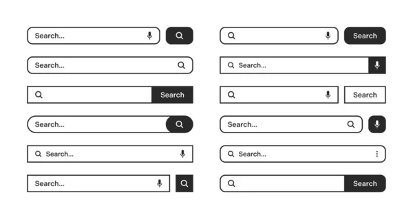 Various Search Bars Outline Border Internet Browser Engine Search Box — Stockvector