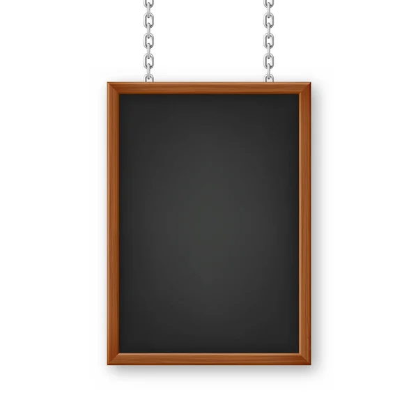 Signboard Wooden Frame Hanging Metal Chain Restaurant Menu Board School — Stockový vektor